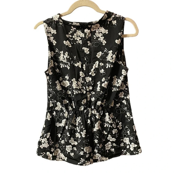 BANANA REPUBLIC FLORAL DRAPE NECK SLEEVELESS BLOUSE - Picture 2 of 4